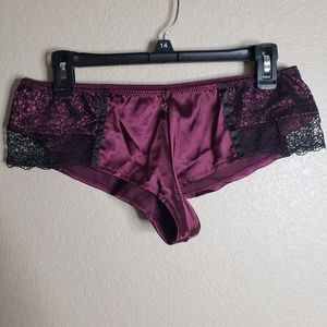 Frederick's Of Hollywood Burgundy and lace  satin cheeky shorts  Medium
